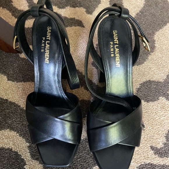 YSL LEATHER PLATFROM SANDALS SIZE 37 - Picture 5 of 10